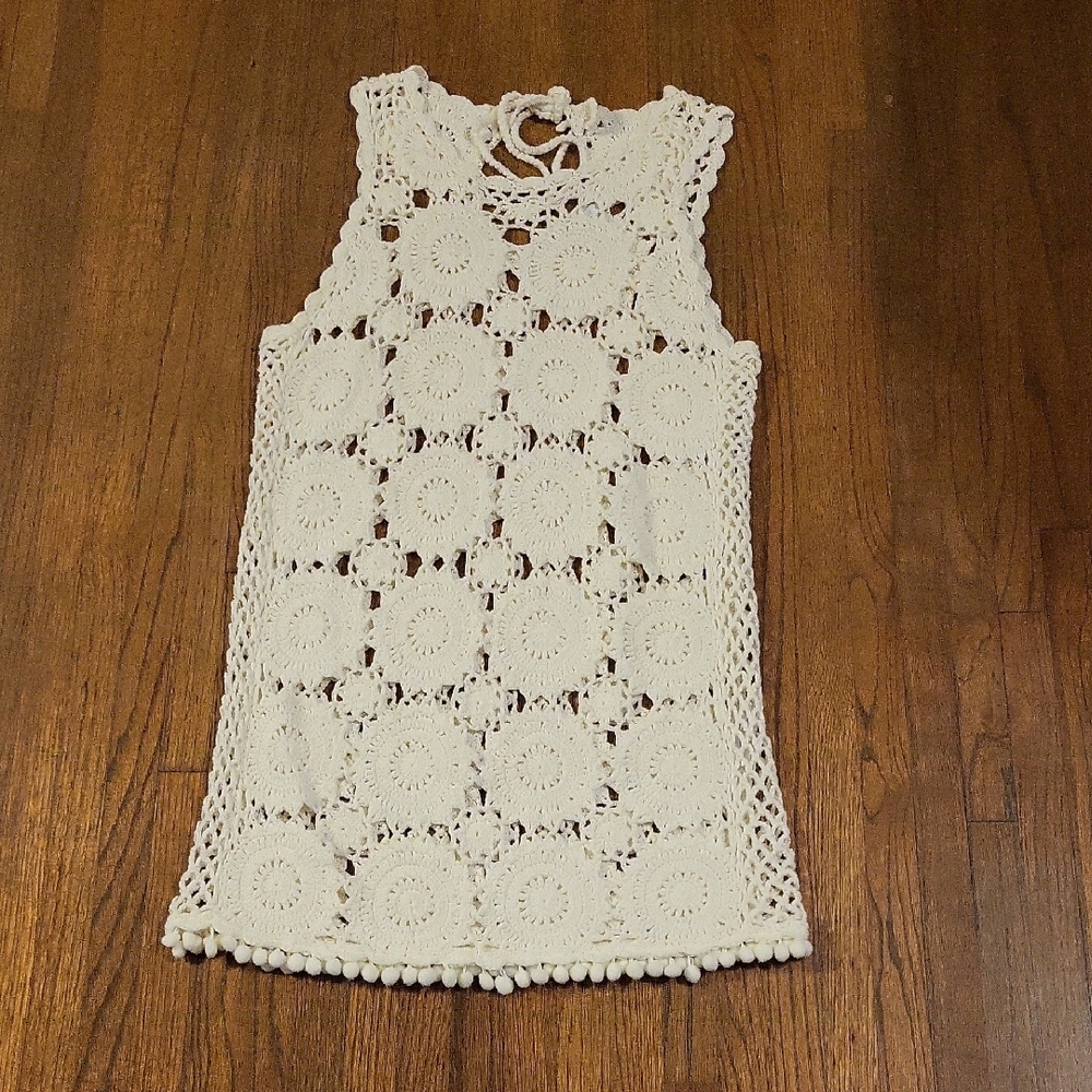 Lovers + Friends Crochet Sleeveless Dress in Cream
